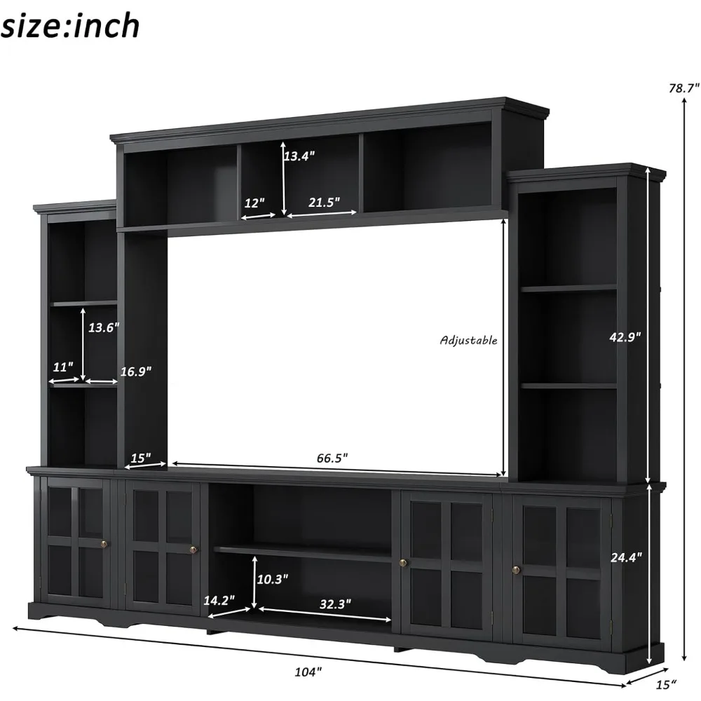 Modern TV Stand Storage Media Console Entertainment Center, Entertainment Wall Unit with Bridge, Modern TV Console Table 2