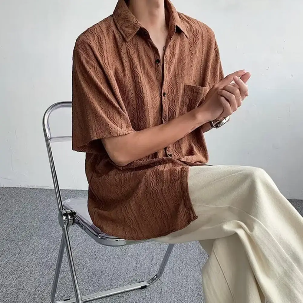 

Мужская рубашка с отложным воротником, мужская рубашка на пуговицах, Мужская Ретро Просвечивающая рубашка с вырезом под грудью и отложным воротником для мужчин