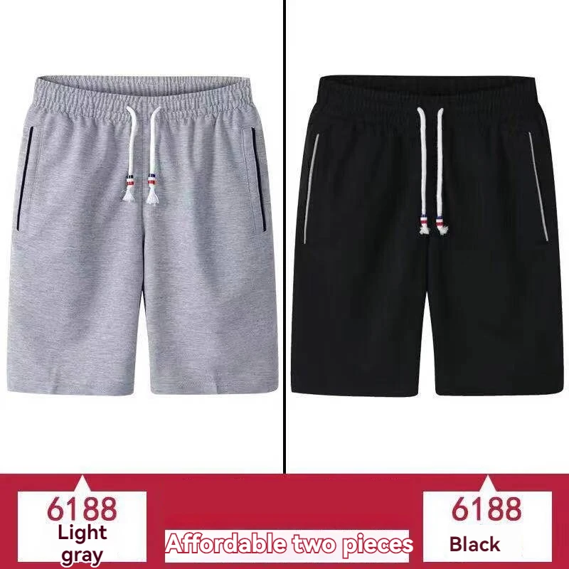 Men Sports Shorts Summer Cotton Silk Pentagonal Thin Sweat Absorbing Quick Drying Casual 2PCS