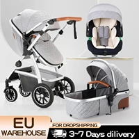 Poussette 3 en 1 pour bébé, haute position, poignée réglable, poussette de voyage avec moustiquaire, cadre en aluminium, multifonction 1