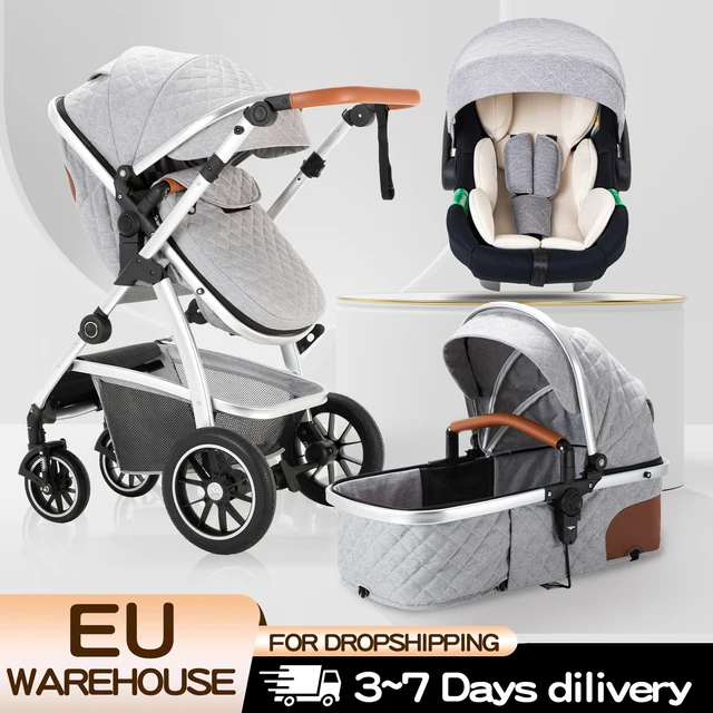 Poussette 3 en 1 pour bébé, haute position, poignée réglable, poussette de voyage avec moustiquaire, cadre en aluminium, multifonction 1