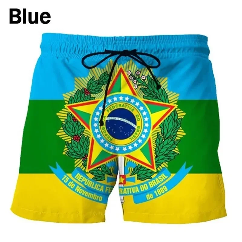 3D Printing Brazil Flag Pattern Beach Shorts For Men Summer Fashion Casual Board Shorts Men Outdoor Sport Gym Swimming Trunks 2