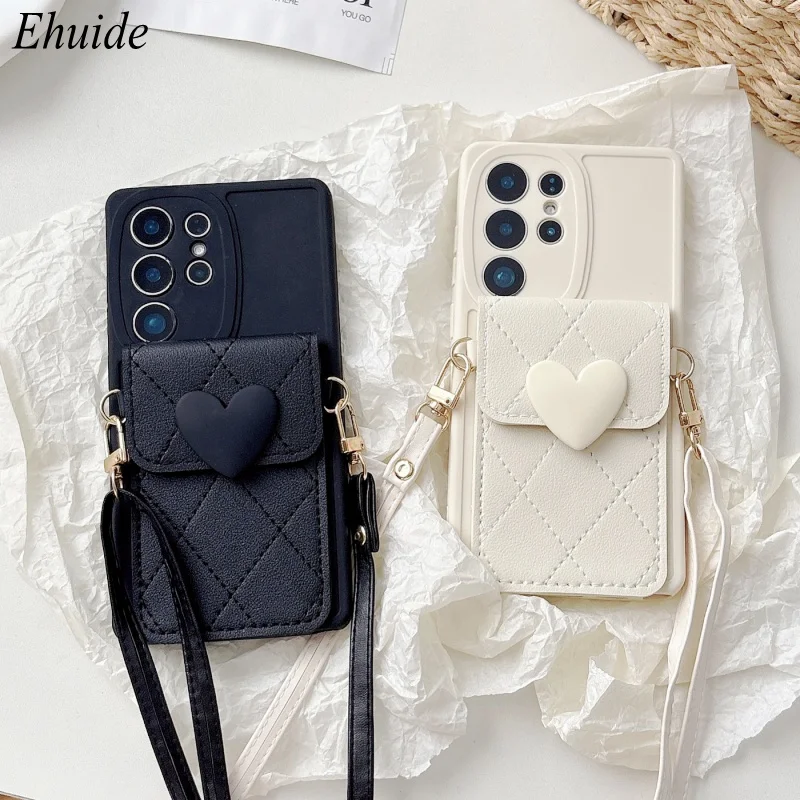 Liebeshülle für Samsung Galaxy S25 Ultra S26 S22 S23 S24 Plus S20 FE A56 mit Ständer, Riemen, Kartenfach, Umhängeband und weicher Abdeckung