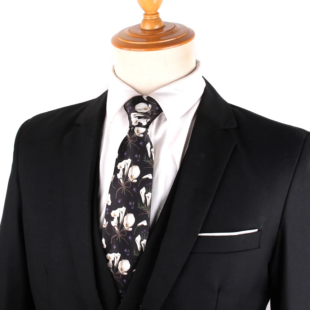 Floral Printed Ties For Men Women Funny Necktie For Groomsmen Suits Men's Tie Wedding Fashion Neckties Gifts Gravatas