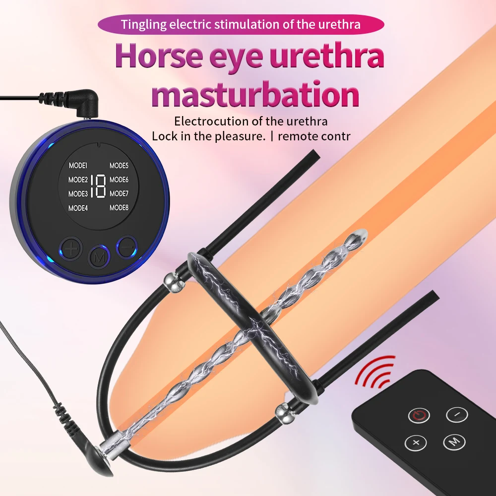 Powerful Urethral Plug Stainless Steel Bead Penis Plug Electric Shock Expander Remote Control Adult Sex Toy Men Masturbator 18+