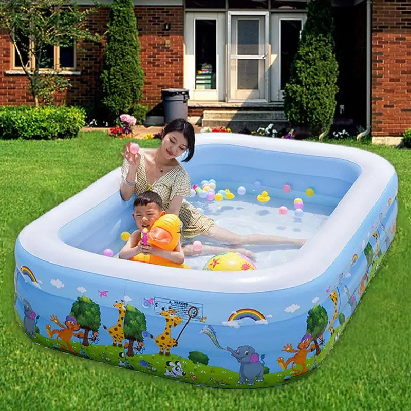Inflatable Swimming Pool For Kids Square Thickened Foldable Paddling Space-Saving Family