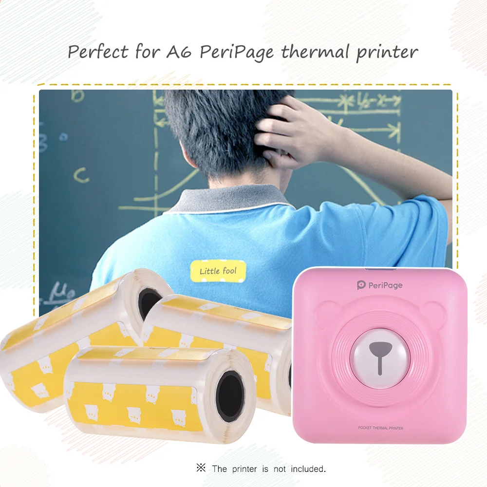 3 롤 직접 열 라벨 롤 57*30mm 강력한 접착 스티커 PeriPage A6 포켓 BT 열전 사 프린터 용 투명 인쇄