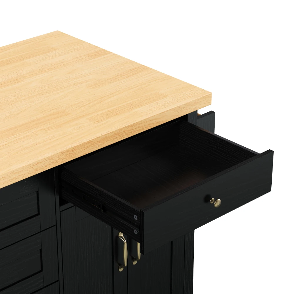 Mobile Kücheninsel mit Rollen und ausziehbarem Esstisch, Küchenwagen mit Schubladen, ideal für Küche und Esszimmer – Detail 40