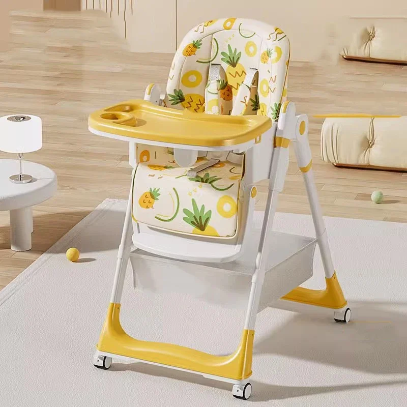 High Kitchen Backrest Chair Children's Folding Wheels Kid Feeding Chair Platform Growing Mueble Infantil Infantil Room Furniture