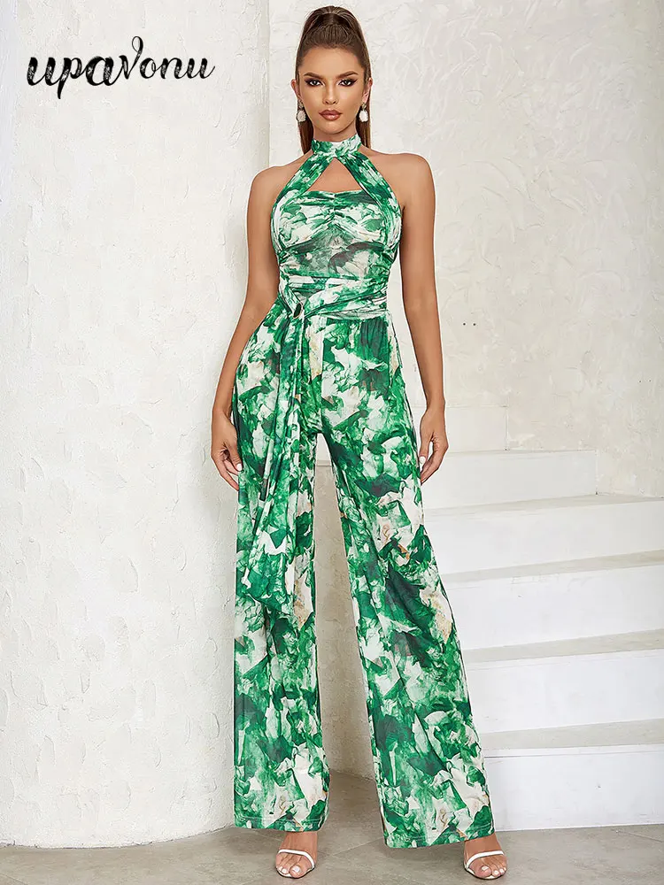 sexy-women-printed-jumpsuit-fashion-hanging-neck-sleeveless-belt-design-open-back-straight-tube-jumpsuit-evening-party-jumpsuit