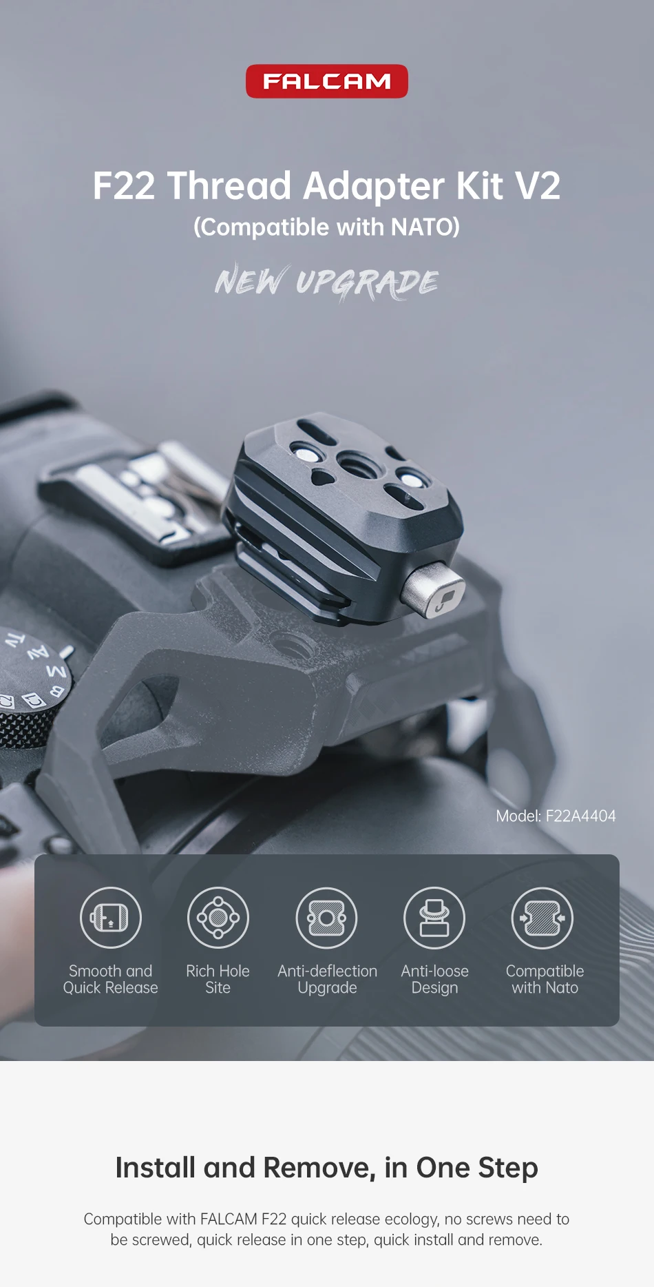FALCAM F22 Quick Release System with 1/4 Screw to F22 Base Mount NATO Mount DSLR