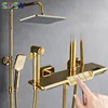 Gold Piano Digital Bathroom Shower Set 12 Inch Rain Shower Head Hot Cold Bathroom Faucet Thermostatic Digital Shower System 1