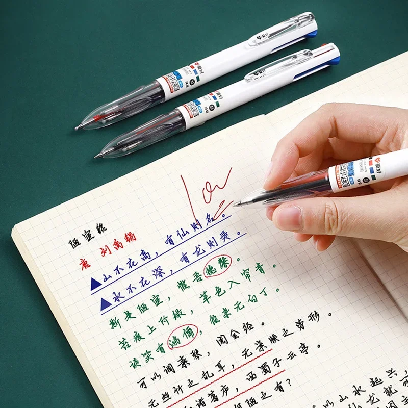 Creative 4 In 1 MultiColor Pen 0.5mm Black Blue Red Green Gel Ink Refills Student Marking Pen Writing Tools Korean Stationery 2