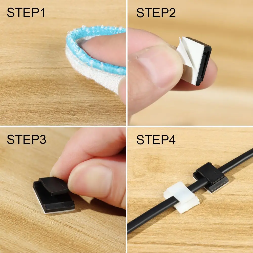Cable Organizer Cable Tie Cable Clip Cable Clamp 10Pcs Self-adhesive Cable Clamp Table Desk Storage Wire Tie Practical Fixing Clip Wire Holder Organizer Durable Cable Clips