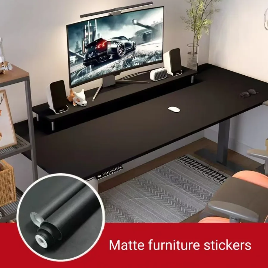 Matte Black Waterproof Thick Vinyl Self Adhesive Wallpaper Muebles Renovation Oil Proof Kitchen Cabinets Armoire PVC Stickers 2
