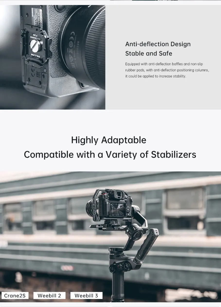 F38 Camera Quick Release Series Dual Screw Thread Plate for DJI ZHIYUN Stabilize