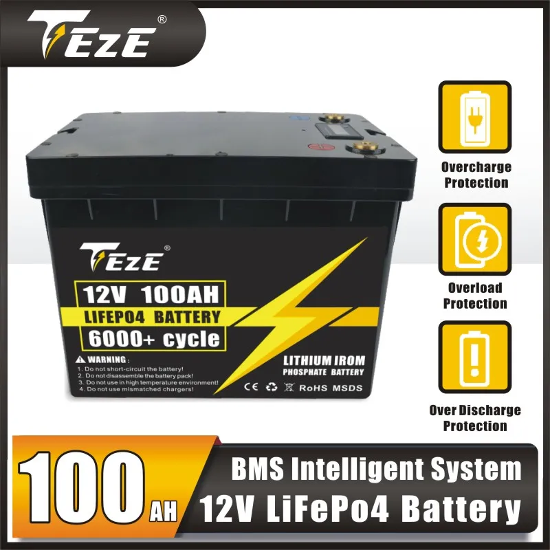 

2022NEW 12V 100Ah LiFePO4 Battery Pack Built-in BMS System For Golf Cart Solar System RV Trolling Motor Camping Power duty free