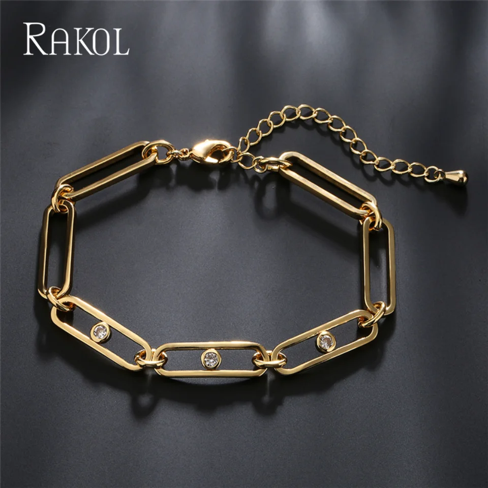 RAKOL Geometric Chain Tennis Bracelets for Women Delicate Cubic