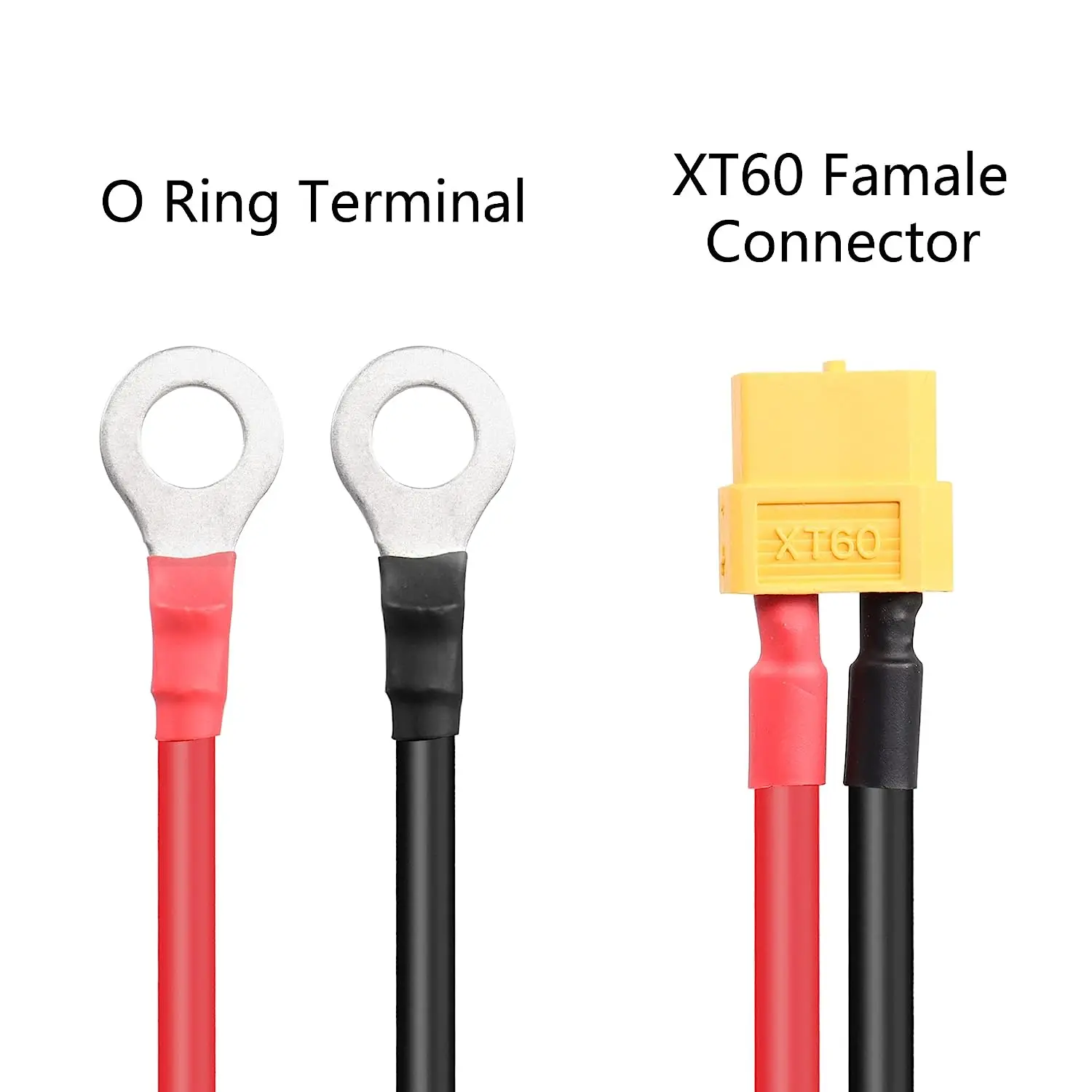 XT60 to O Ring Terminal Cable,XT60 Female to O Ring Connector Cable,with 1M 12AWG Silicon Wire,for RC Lipo Battery FPV Racing