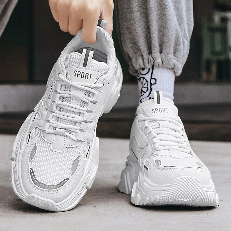 حذاء رياضي كاجوال شبكي سميك يسمح بمرور الهواء للطل...