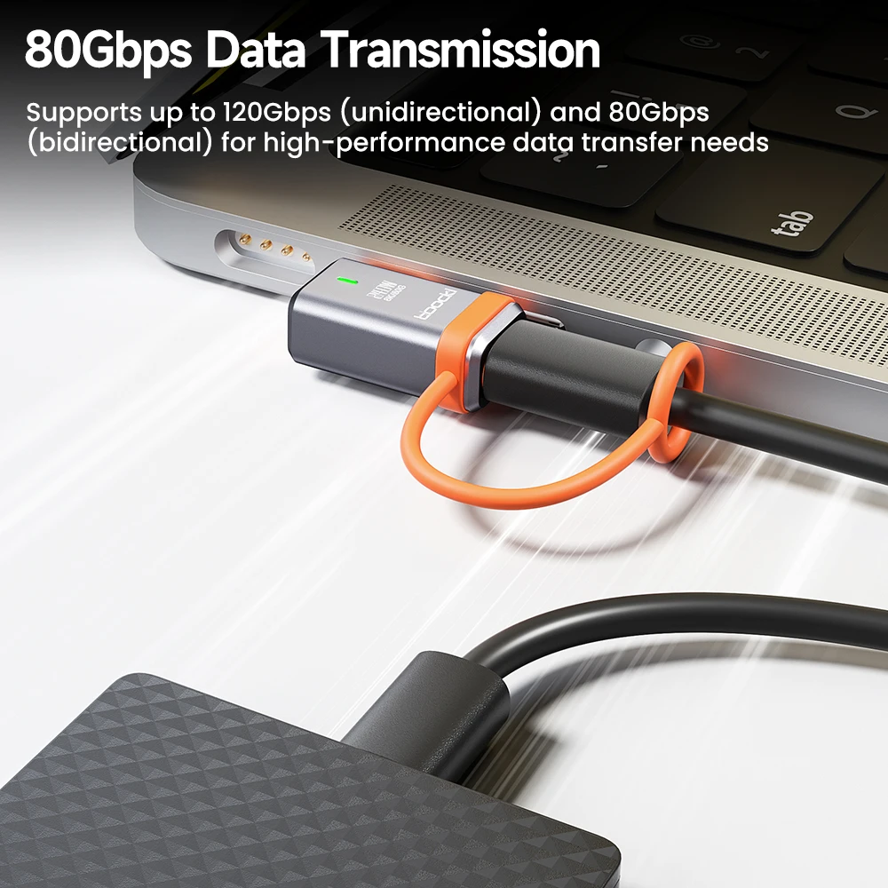 Toocki USB4.0 240W 고속 충전 OTG 어댑터 80Gbps 데이터 어댑터 90도 USB 타입 C 컨버터 (휴대폰, 맥북, 노트북용) 8K@60Hz 지원