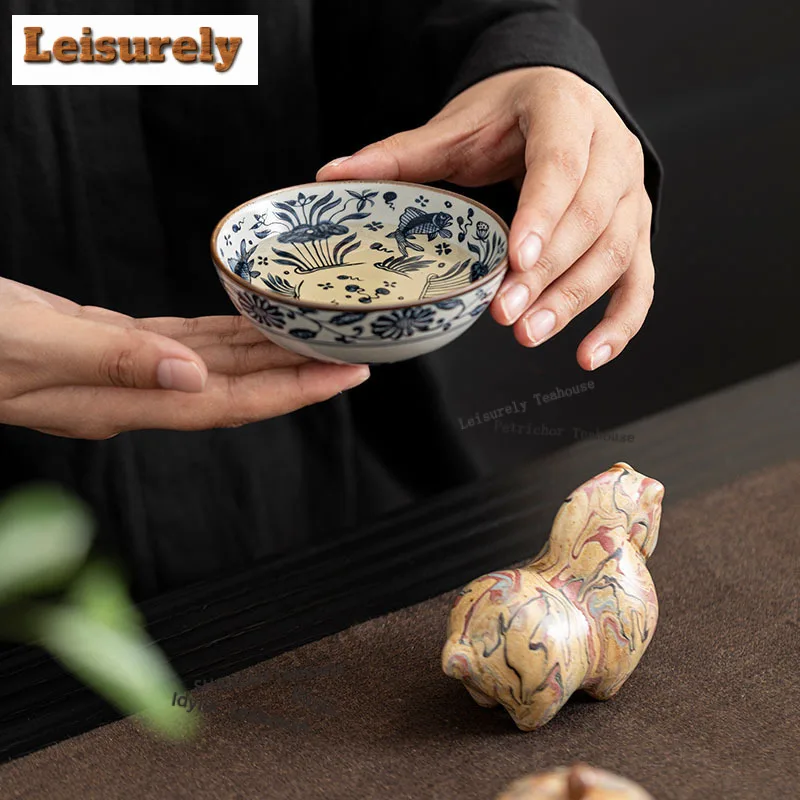 Dunhuang Oil Painting Pair Teacup Luxury Tea Bowl Sample Tea Cup Tea-tasting Meditation Cup Jianzhan Master Cups Cha Decoration