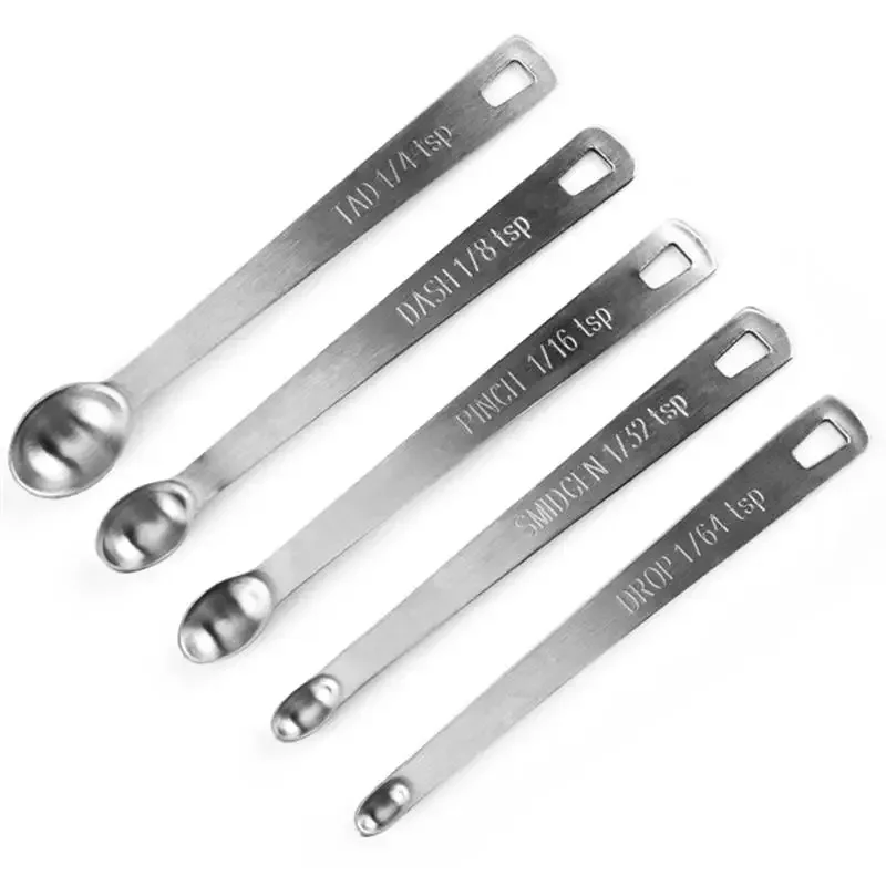 5pcs/Set Small Measuring Spoons Stainless Steel Coffee Tea Seasoning Multiple Size Spoon Kitchen Tools Kitchen Measuring Spoons Measuring Spoon Set Measuring Cup And Spoon Set