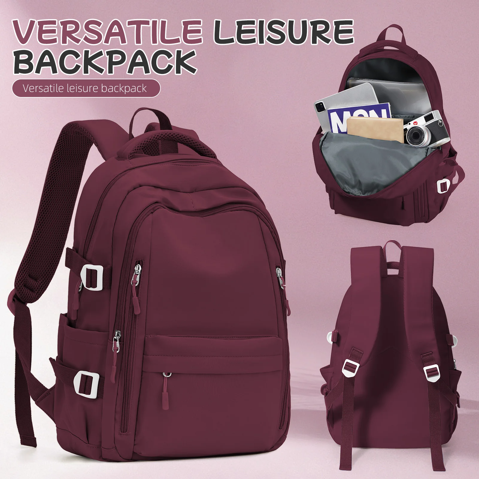 حقيبة ظهر نسائية عصرية ومضادة للسرقة، مصممة للسفر...