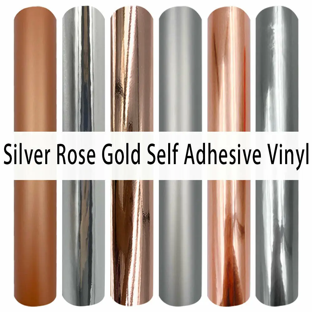 HTVRONT Rose Gold Chrome Vinyl - 12 x 5FT Rose Gold Permanent Adhesive  Vinyl for Cricut Machine-Rose Gold Mirror Metallic Vinyl Easy to Cut & Weed  