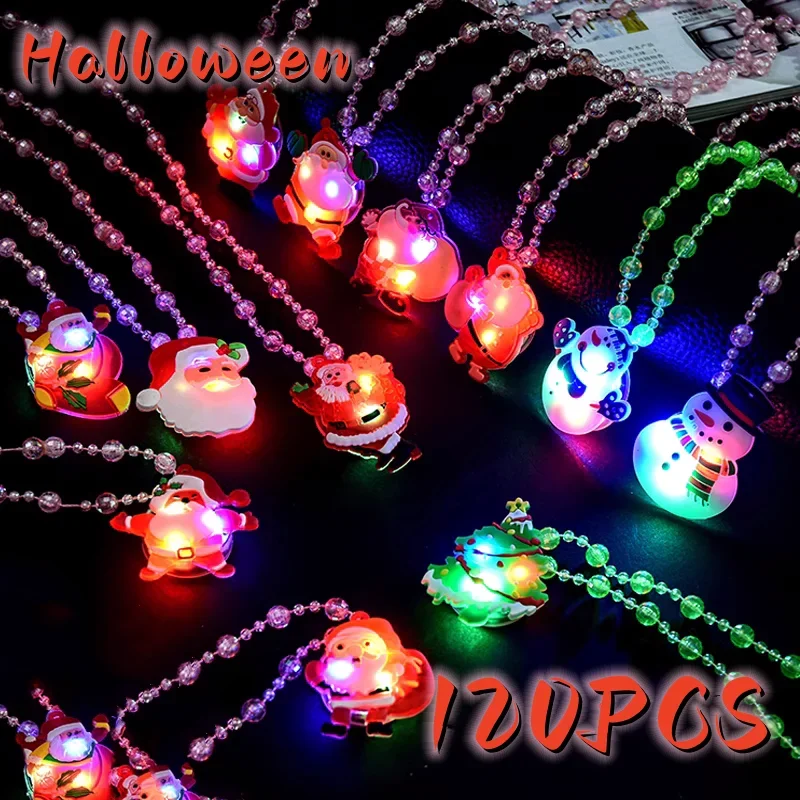 120 Stück Halloween Glow Halskette beängstigend funkeln Requisiten Kinder funkeln Halskette Halloween Party Dekorationen Weihnachts schmuck – Detail 1