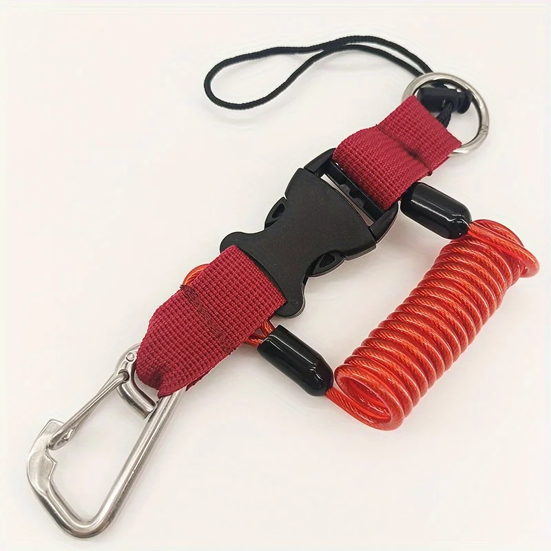 Enhanced Diving Safety Lanyard with Quick Release and Stainless Steel Spring Coil