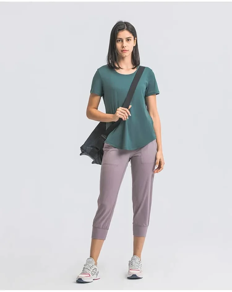 

Lulu Brand Substitutes Love V Neck T Shirt Back Support Cover Ups Running T Shirt Waist Support Yoga Shirt