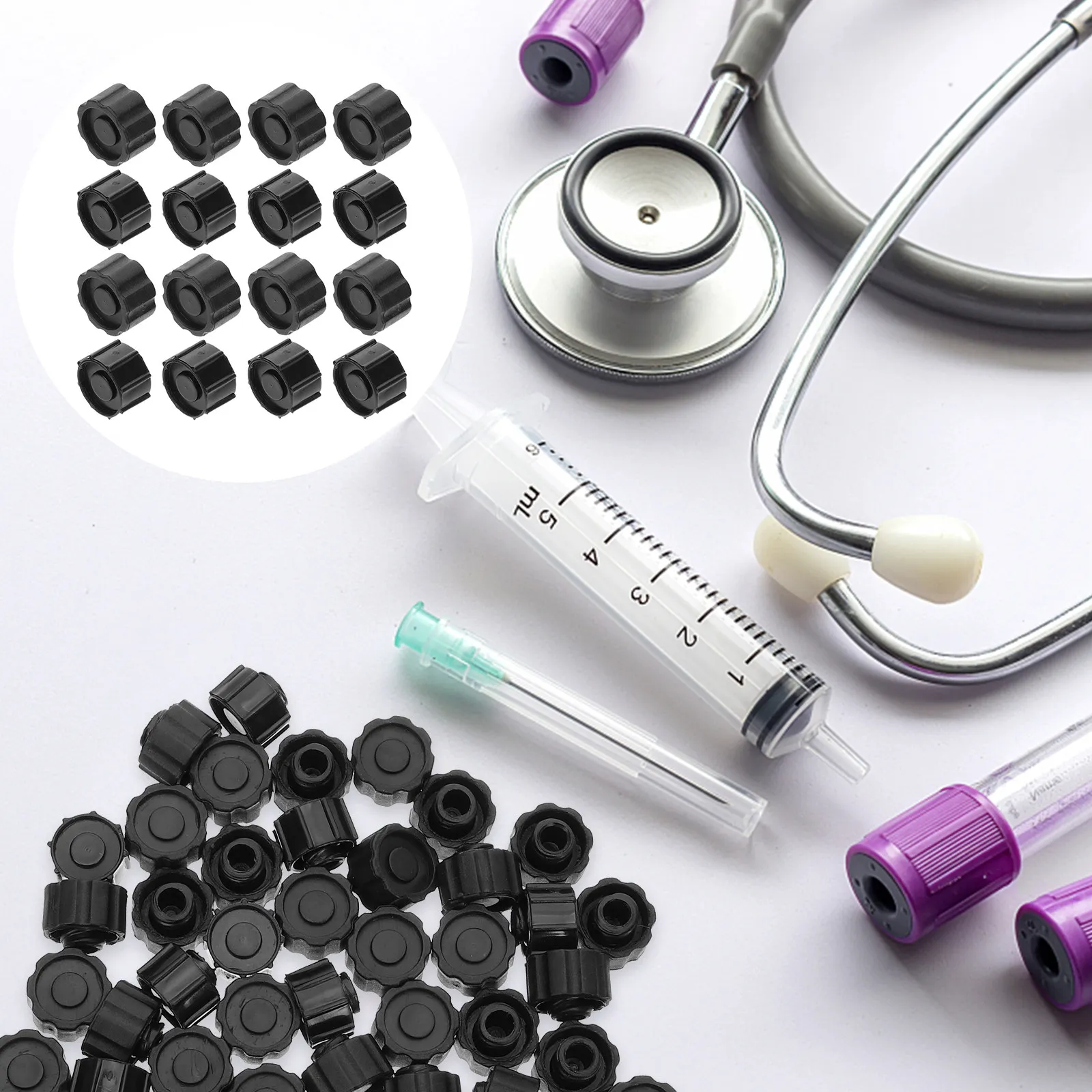 실험실 및 산업용 주사기에 적합한 주사기 바늘 보호용 루어락 디자인의 주사기 팁 캡 50개