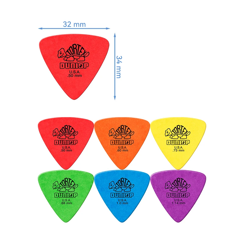 6pcs Dunlop Guitar Picks Tortex Standard 418 Mediator  0.5/0.6/0.73/0.88/1.0/1.14mm for Bass Acoustic Electric Guitar