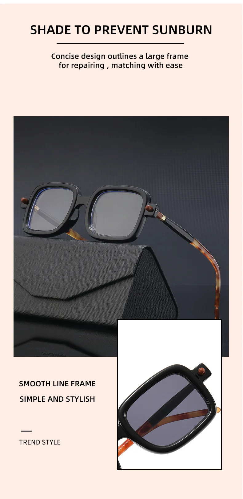 Lunettes de soleil carrées rétro pour hommes style punk_voghion.com
