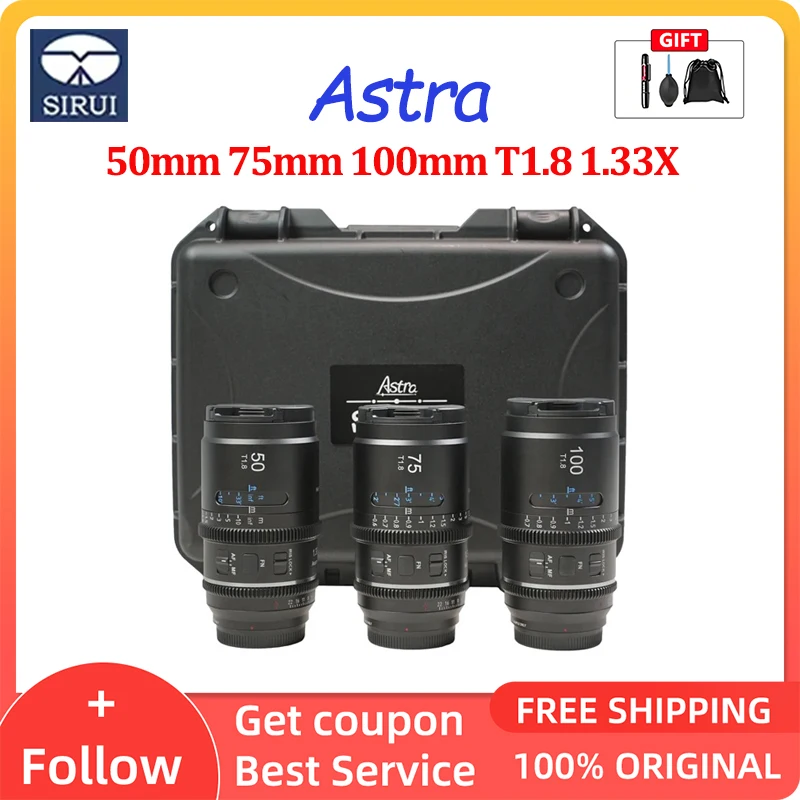 시루이 아스트라 1.33X 50mm 75mm 100mm T1.8 아나모픽 시네 렌즈 풀프레..