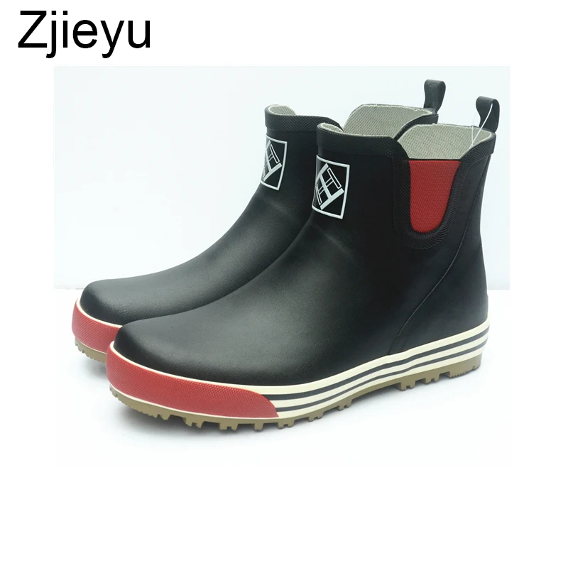 Men's Waterproof Rubber Rain Boots, Reflective Low Short Tube