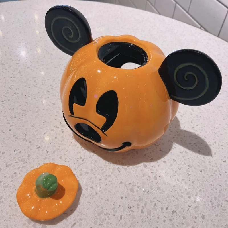 

Disney Limited Edition Mickey Mouse Halloween Pumpkin Jack-o-lantern Cute Ceramic Candle Holder Decorative Ornaments Kids Gifts