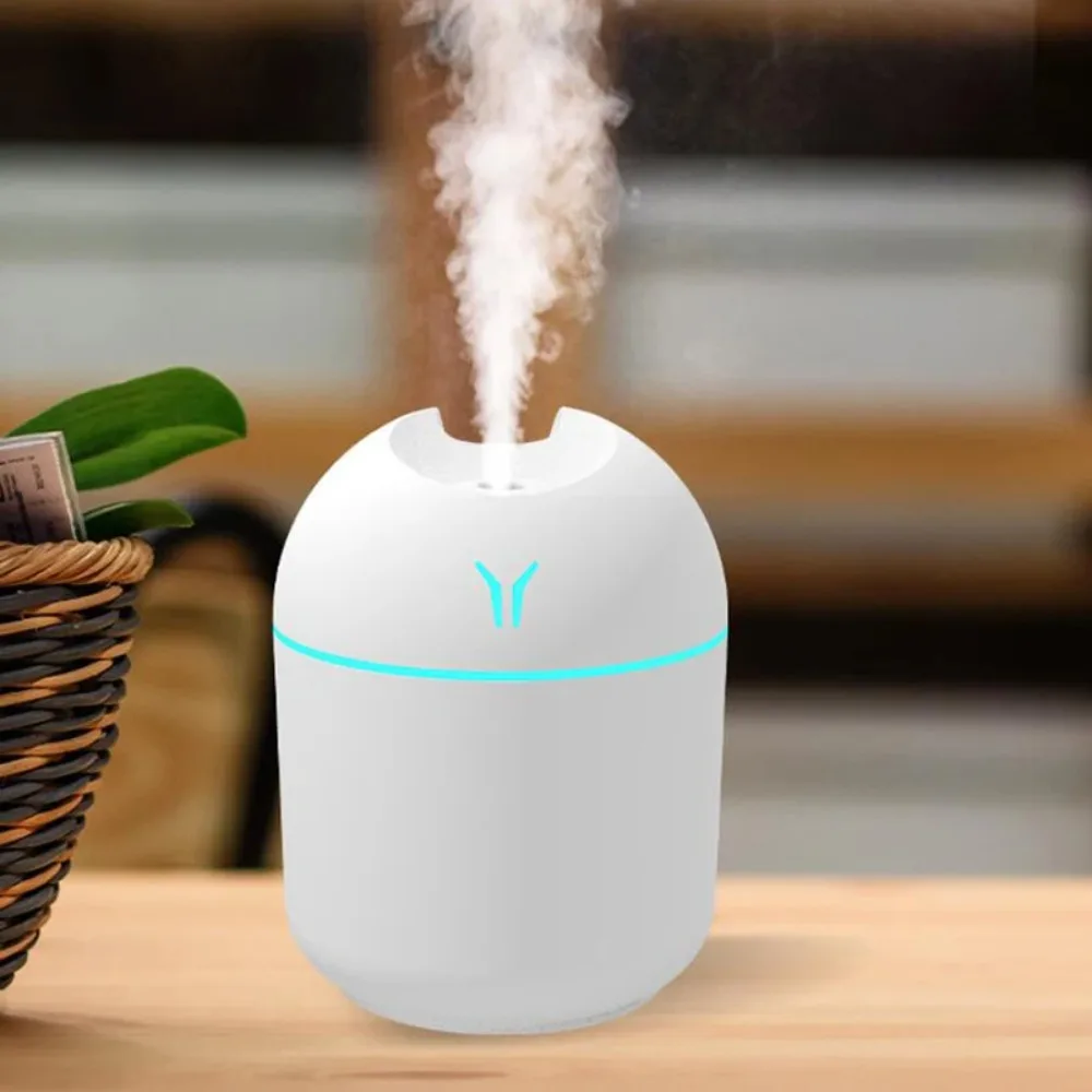 USB Mini Humidifier with 7-Color LED Light, Ultrasonic Aroma Diffuser for Home Office Car, Quiet Personal Mist Maker
