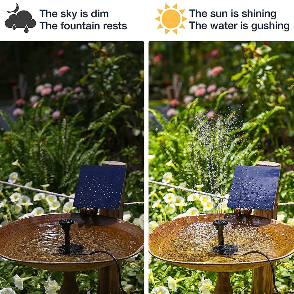 2.5W Solar Fountain Pump solar fountain solar fountain pump water fountain garden pond fountain solar water pump For Bird Bath with 6 Nozzles Floating Solar Powered Water Fountain for Garden Pools Ponds Fish Tanks