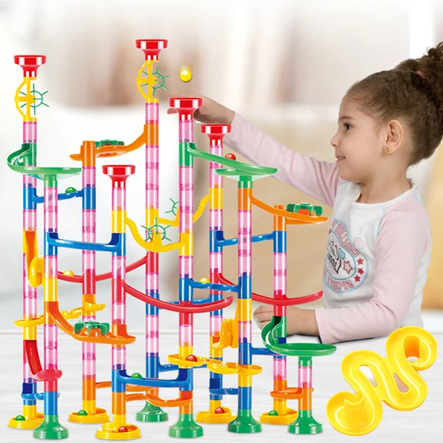 133PCS Children DIY Track Building Pipe Blocks For Children Ball Circuit Marble Race Run Maze Balls Educational Toys Gift 2
