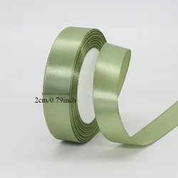 Elegant Sage Green Satin Ribbon - 25 Yards of Premium Fabric Silk for Gift Wrapping, Hair Bows, and DIY Crafts (3pcs 2cm)