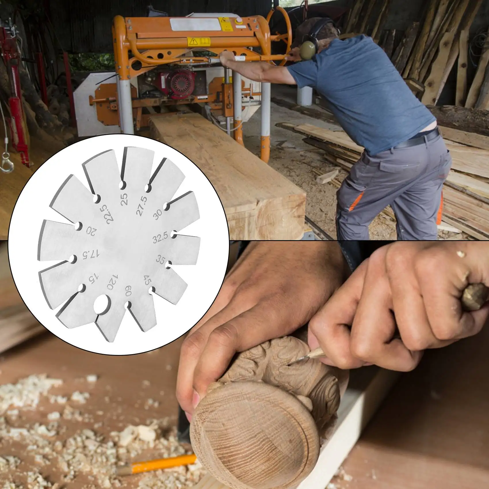 Bevel Gauge Axe Angle Gauge Round Shape Knife Angle Finder Knife Blade Angle Gauge 15-120° for Measuring Knife Angle