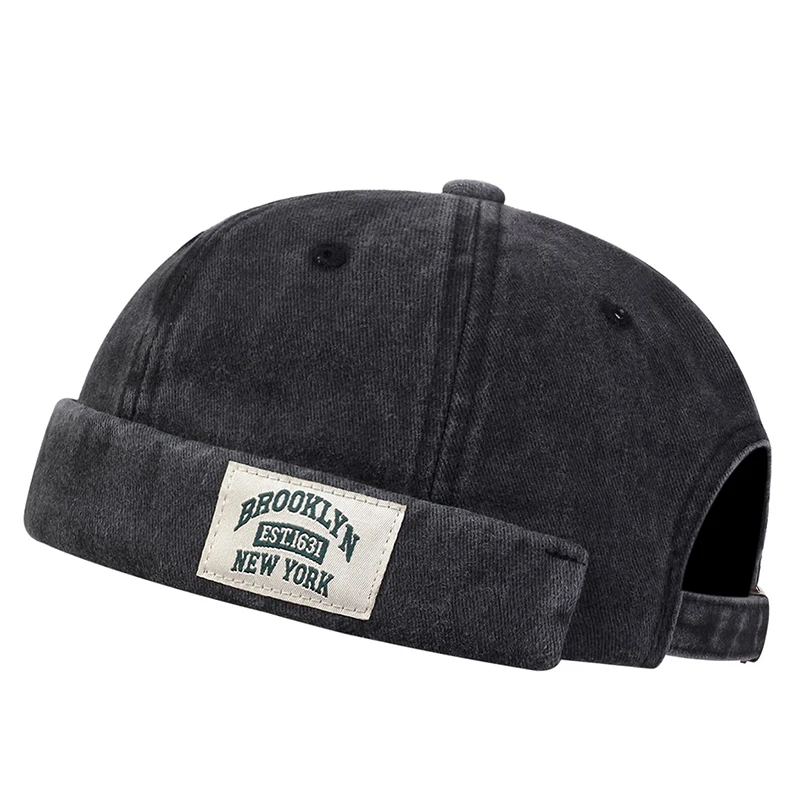 BROOKLYN1631 Label of Cloth Brimless Skullies Cap Beanie Hat Men Street Portable Docker Hats Melon Skin Cap Hip Hop Vintage Caps – Detail 6