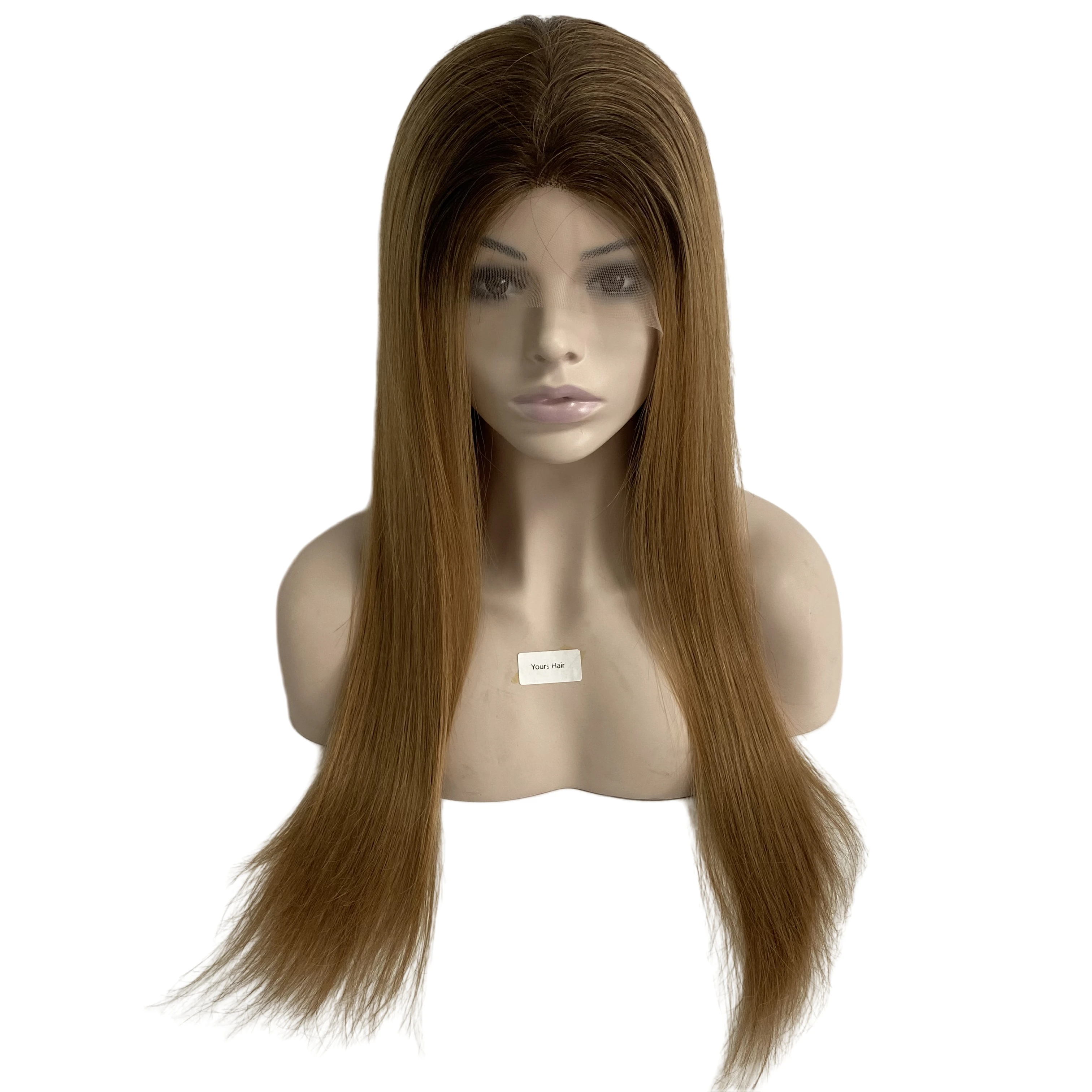 

Chinese Virgin Human Hair Straight Ombre #4 T #27 Two Tone Silicone With Lace Wig 150% Density Medical Wigs for Black Woman