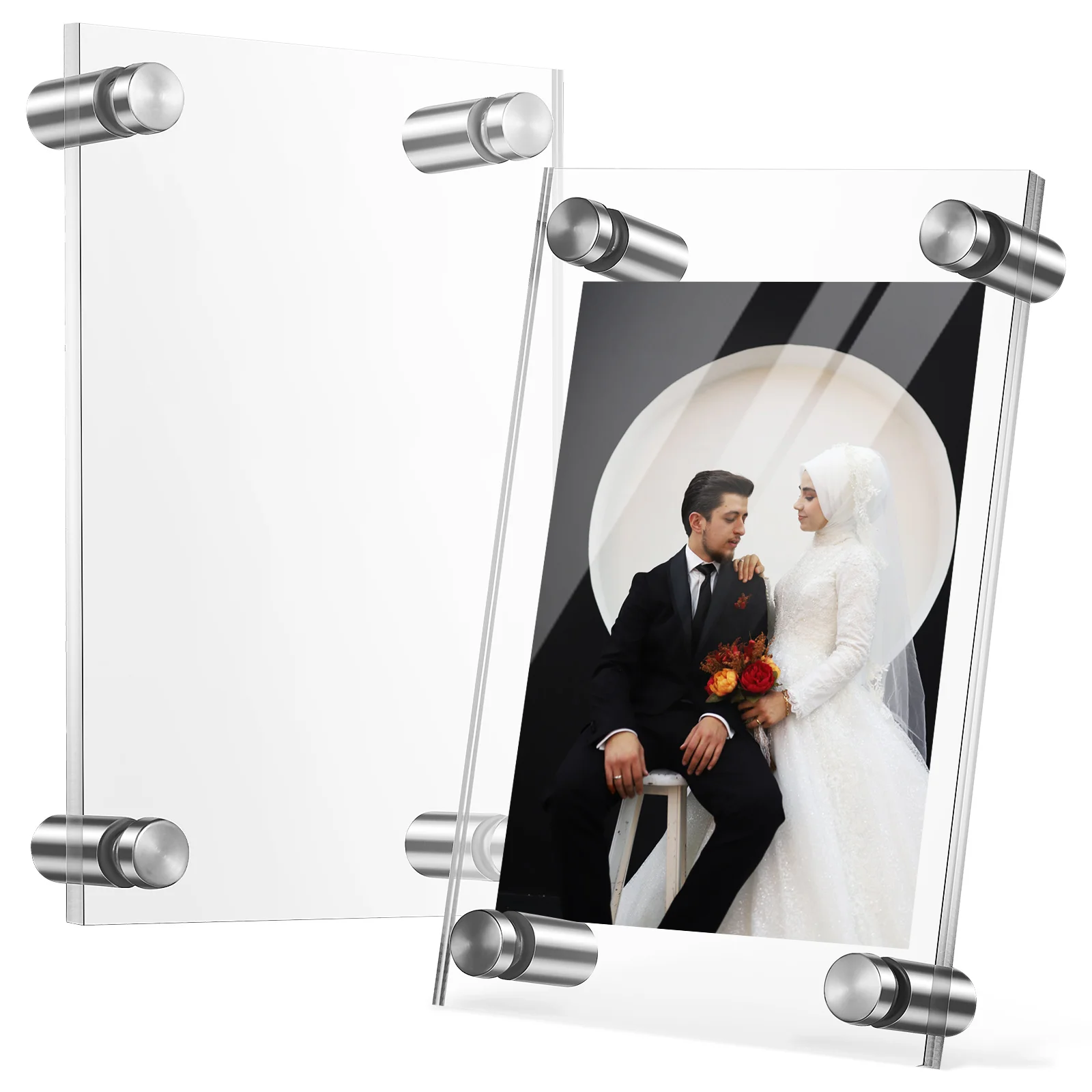 Photo Frame Acrylic Stand Wall Hanging Modern Picture Sheet Clear Desktop Office