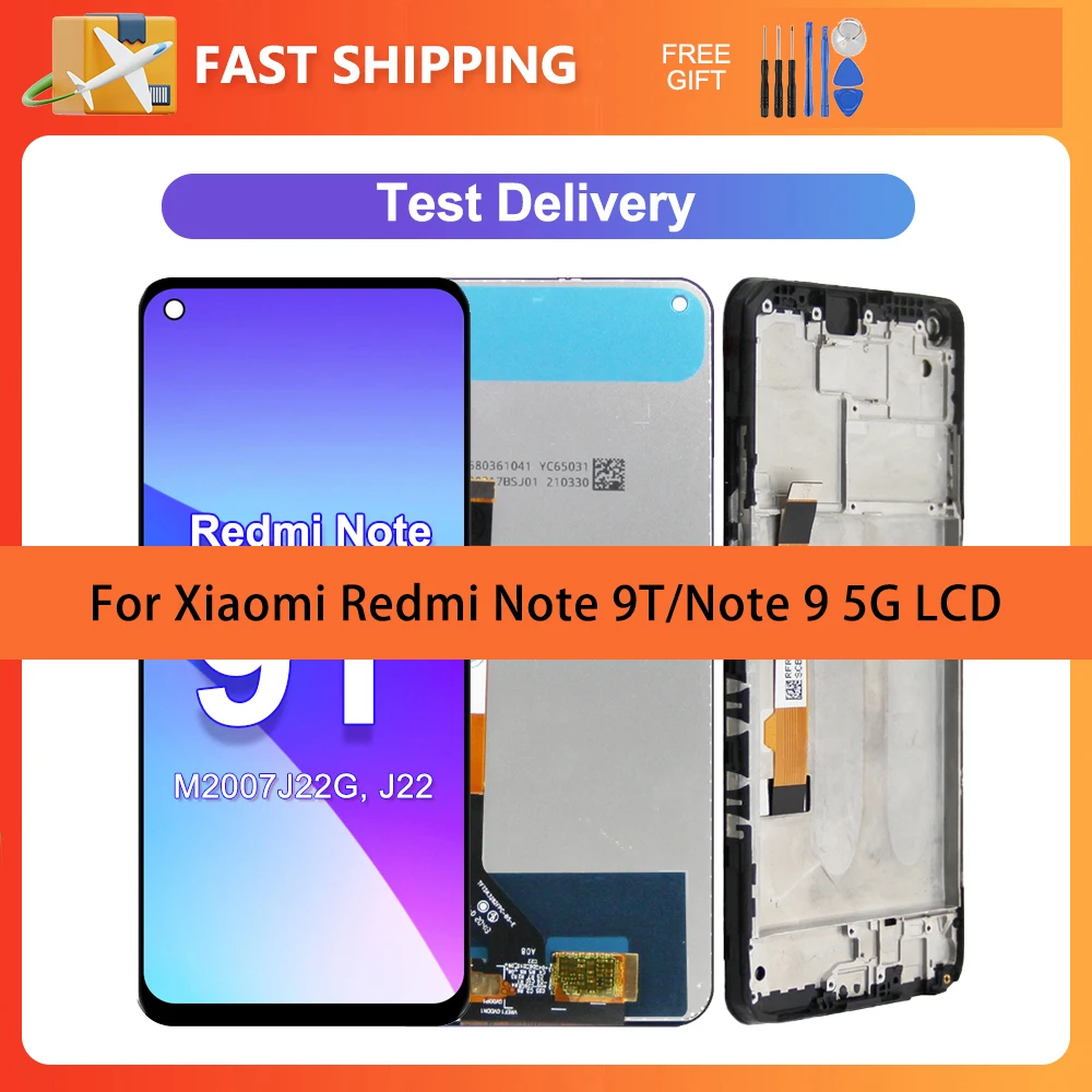 

6.53'' LCD For Xiaomi Redmi Note 9T M2007J22G J22 Display Touch Screen Digitizer Assembly With Frame For Redmi Note 9 5G LCD