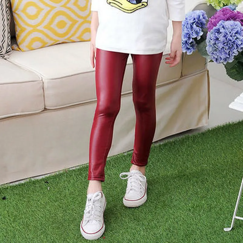 Kids Girls Red Leggings Fall Autumn Girl Skinny Pencil Pants Children