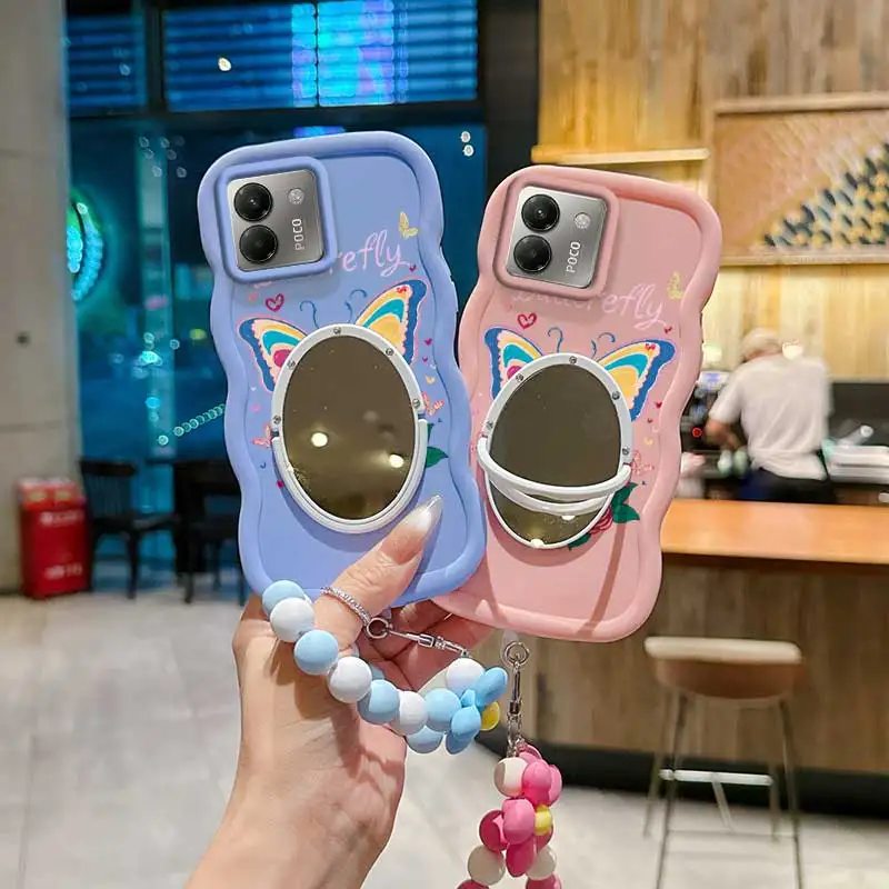 Cartoon Butterfly Phone Case Bundle with Lanyard and Stand – 3-Piece Set