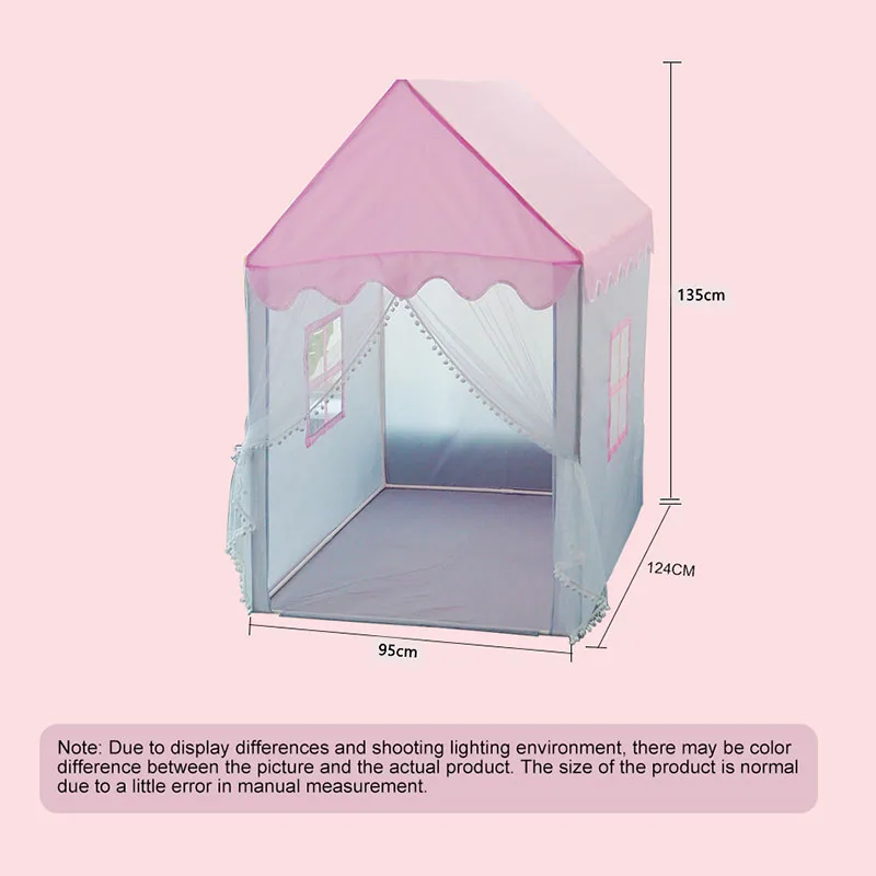 1.35M Large Children Toy Tent Wigwam Folding Kids Tent Tipi Baby Play House Girls Pink Princess Castle Child Room Decor Gifts toy tent